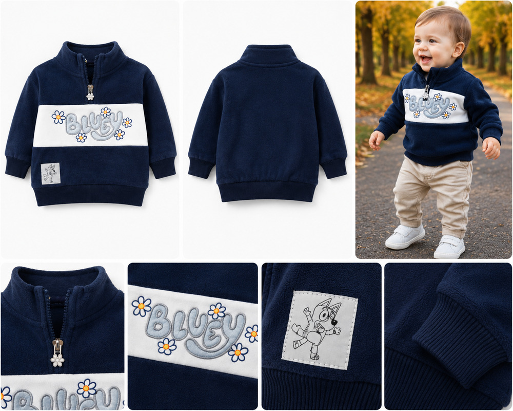 Bluey Toddler Girls Quarter Zip Fleece Pullover Sweatshirt – 18 Months